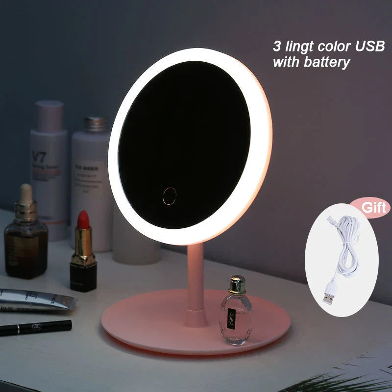 Espelho Redondo Para Maquiagem com Led - Mirror Me Ready