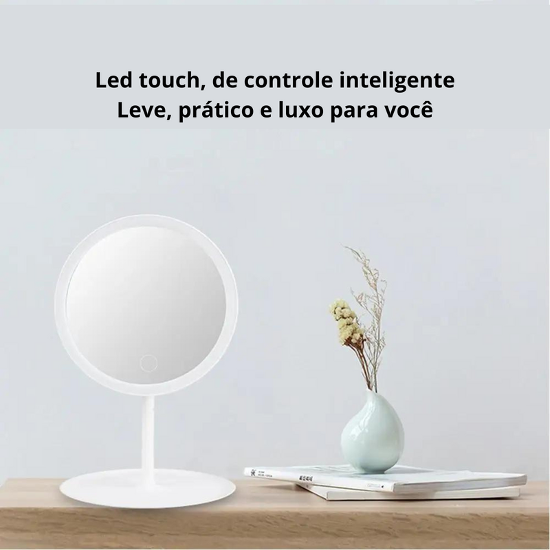 Espelho Redondo Para Maquiagem com Led - Mirror Me Ready